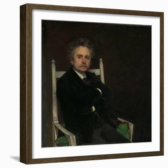 Portrait of the Composer Edvard Grieg, 1891 (Oil on Canvas)-Hjalmer Eilif Emanuel Peterssen-Framed Giclee Print