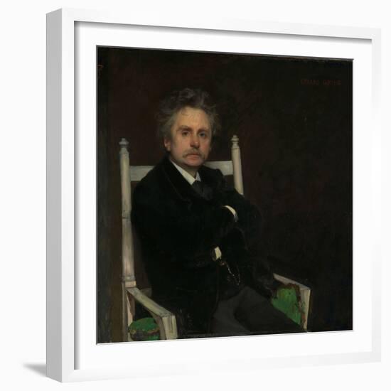 Portrait of the Composer Edvard Grieg, 1891 (Oil on Canvas)-Hjalmer Eilif Emanuel Peterssen-Framed Giclee Print