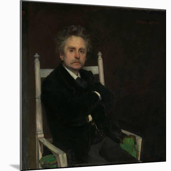 Portrait of the Composer Edvard Grieg, 1891 (Oil on Canvas)-Hjalmer Eilif Emanuel Peterssen-Mounted Giclee Print