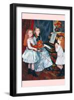 Portrait of The Daughters of Catulle Mend?At The Piano-Pierre-Auguste Renoir-Framed Art Print