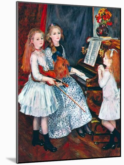 Portrait of The Daughters of Catulle Mend?At The Piano-Pierre-Auguste Renoir-Mounted Art Print