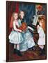 Portrait of The Daughters of Catulle Mend?At The Piano-Pierre-Auguste Renoir-Framed Art Print