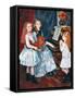 Portrait of The Daughters of Catulle Mend?At The Piano-Pierre-Auguste Renoir-Framed Stretched Canvas