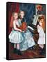 Portrait of The Daughters of Catulle Mend?At The Piano-Pierre-Auguste Renoir-Framed Stretched Canvas