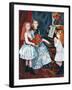 Portrait of The Daughters of Catulle Mend?At The Piano-Pierre-Auguste Renoir-Framed Art Print