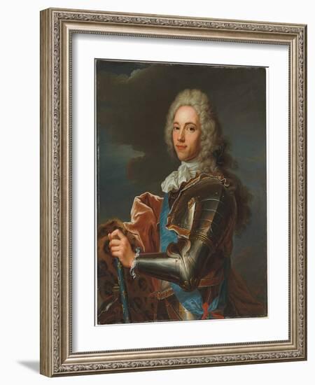 Portrait of the Duc De Broglie, in Sash of the Order of Sainte Esprit, with Baton of a Marshal of…-Hyacinthe Rigaud-Framed Giclee Print