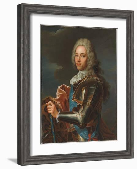 Portrait of the Duc De Broglie, in Sash of the Order of Sainte Esprit, with Baton of a Marshal of…-Hyacinthe Rigaud-Framed Giclee Print