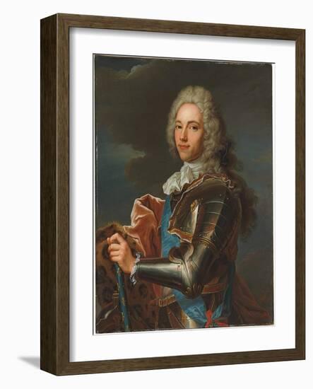 Portrait of the Duc De Broglie, in Sash of the Order of Sainte Esprit, with Baton of a Marshal of…-Hyacinthe Rigaud-Framed Giclee Print