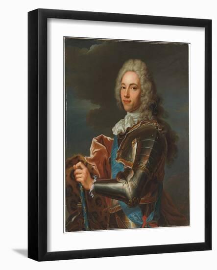 Portrait of the Duc De Broglie, in Sash of the Order of Sainte Esprit, with Baton of a Marshal of…-Hyacinthe Rigaud-Framed Giclee Print