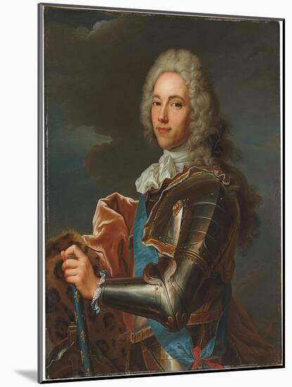 Portrait of the Duc De Broglie, in Sash of the Order of Sainte Esprit, with Baton of a Marshal of…-Hyacinthe Rigaud-Mounted Giclee Print