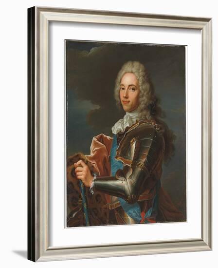 Portrait of the Duc De Broglie, in Sash of the Order of Sainte Esprit, with Baton of a Marshal of…-Hyacinthe Rigaud-Framed Giclee Print