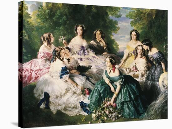 Portrait of the Empress Eugenie Surrounded by Her Ladies in Waiting-Franz Xaver Winterhalter-Stretched Canvas