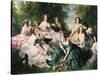 Portrait of the Empress Eugenie Surrounded by Her Ladies in Waiting-Franz Xaver Winterhalter-Stretched Canvas