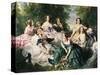 Portrait of the Empress Eugenie Surrounded by Her Ladies in Waiting-Franz Xaver Winterhalter-Stretched Canvas