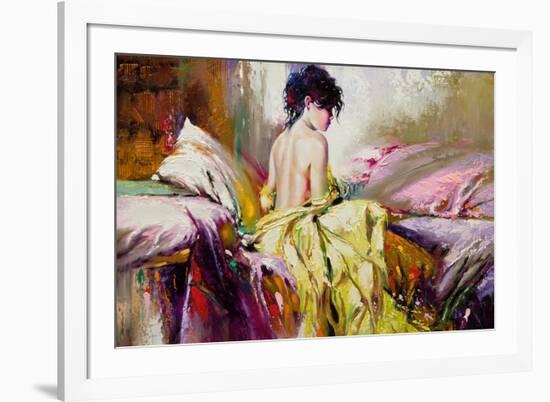 Portrait of the Girl on a Bed-balaikin2009-Framed Art Print