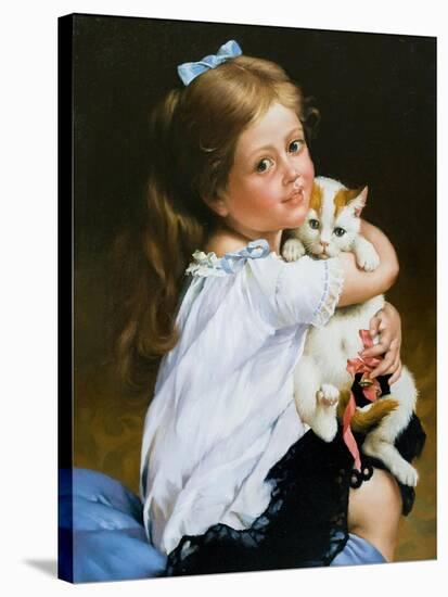 Portrait Of The Girl With A Cat-balaikin2009-Stretched Canvas