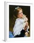 Portrait Of The Girl With A Cat-balaikin2009-Framed Art Print