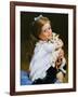 Portrait Of The Girl With A Cat-balaikin2009-Framed Art Print