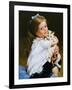 Portrait Of The Girl With A Cat-balaikin2009-Framed Art Print