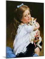 Portrait Of The Girl With A Cat-balaikin2009-Mounted Art Print