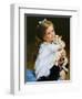 Portrait Of The Girl With A Cat-balaikin2009-Framed Art Print