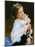 Portrait Of The Girl With A Cat-balaikin2009-Mounted Art Print