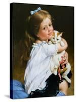 Portrait Of The Girl With A Cat-balaikin2009-Stretched Canvas