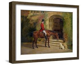 Portrait of the High Sheriff of the County of Rutland on His Bay Hunter Before Hambleton Hall, 1889-William Woodhouse-Framed Giclee Print