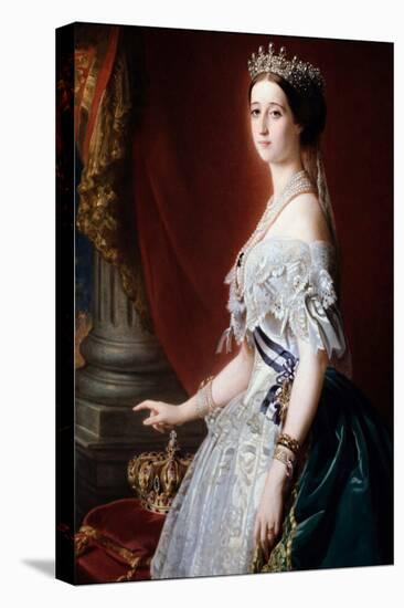 Portrait of the Impress of France Eugenie De Montijo. 19Th Century (Oil on Canvas)-Franz Xaver Winterhalter-Stretched Canvas