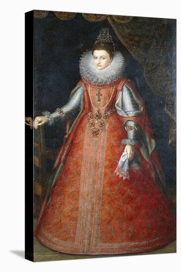 Portrait of the Infanta Isabella Eugenia, Standing Full-Length Wearing a Brocade Dress, 1593-Alonso Sanchez Coello-Stretched Canvas