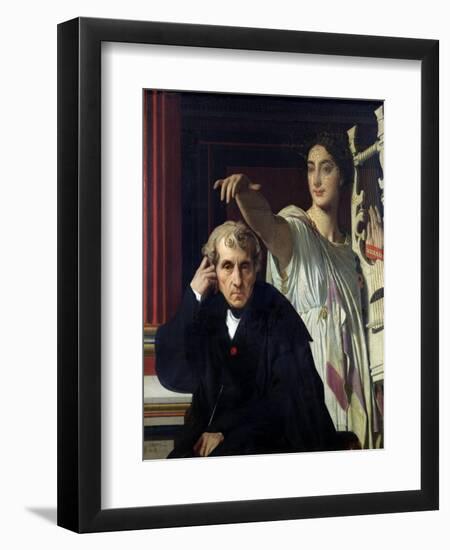 Portrait of the Italian Composer Cherubini and the Muse of Lyrical Poetry, 1842-Jean-Auguste-Dominique Ingres-Framed Giclee Print