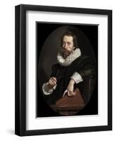 Portrait of the Italian Poet, Giambattista Marino, c.1621-Frans II Pourbus-Framed Giclee Print