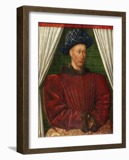 Portrait of the King Charles VII of France, 1445-1450-Jean Fouquet-Framed Giclee Print