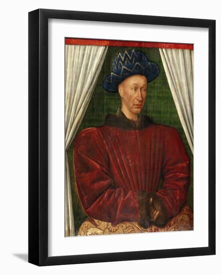 Portrait of the King Charles VII of France, 1445-1450-Jean Fouquet-Framed Giclee Print
