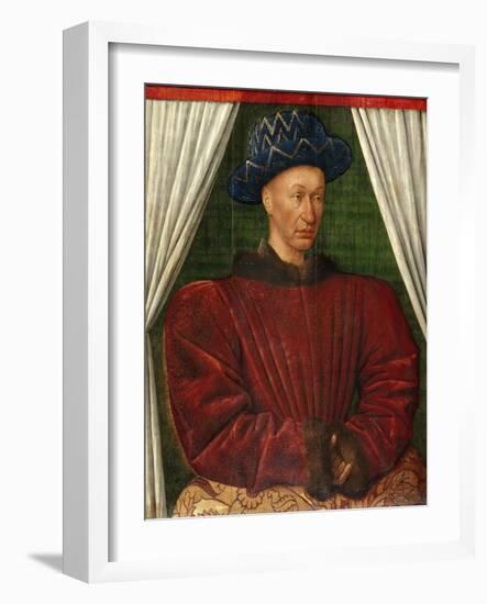 Portrait of the King Charles VII of France, 1445-1450-Jean Fouquet-Framed Giclee Print