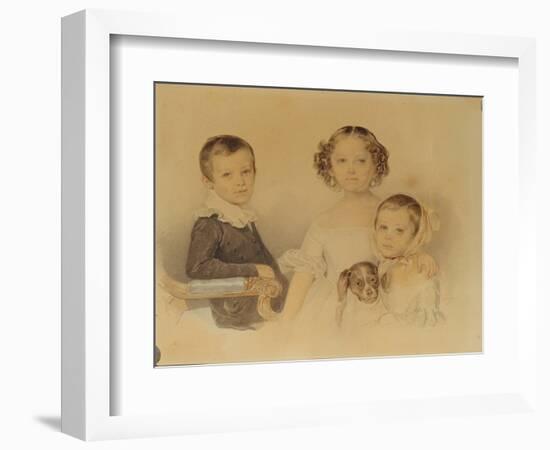 Portrait of the Lanskoy Children, 1839-Pyotr Fyodorovich Sokolov-Framed Giclee Print