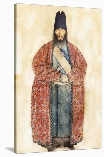 Portrait of the Late Sam Khan Ilkhani, 19th Century (W/C on Cream Paper)-null-Stretched Canvas