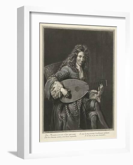 Portrait of the Lutenist and Composer Charles Mouton (C. 1626-171), Ca. 1695-Gerard Edelinck-Framed Giclee Print