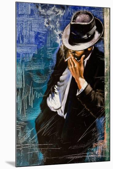 Portrait Of The Man With A Cigarette-balaikin2009-Mounted Art Print