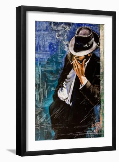 Portrait Of The Man With A Cigarette-balaikin2009-Framed Art Print