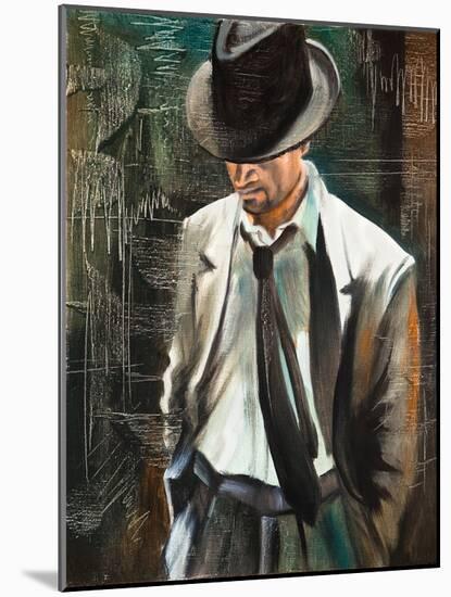 Portrait Of The Man With A Cigarette-balaikin2009-Mounted Art Print