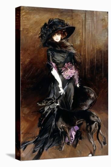 Portrait of the Marchesa Luisa Casati, with a Greyhound, 1908 (Oil on Canvas)-Giovanni Boldini-Stretched Canvas