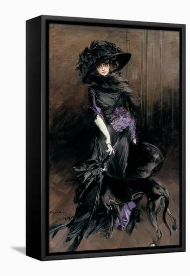 Portrait of the Marchesa Luisa Casati with a Greyhound, 1908-Giovanni Boldini-Framed Stretched Canvas