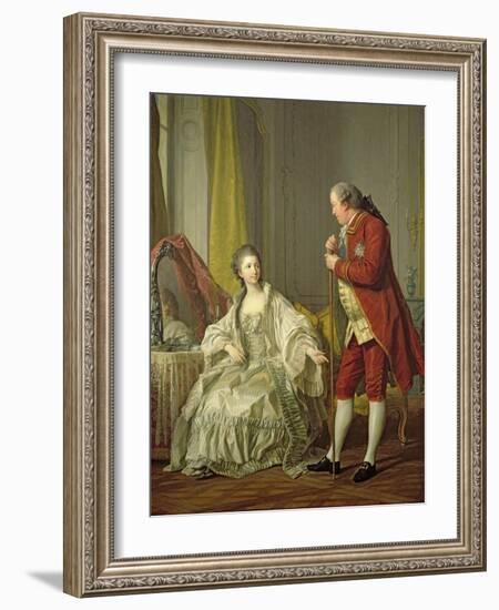 Portrait of the Marquis de Marigny and His Wife, Marie-Francoise Constance Julie Filleul, 1769-Louis-Michel van Loo-Framed Giclee Print