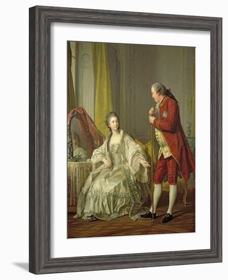 Portrait of the Marquis de Marigny and His Wife, Marie-Francoise Constance Julie Filleul, 1769-Louis-Michel van Loo-Framed Giclee Print