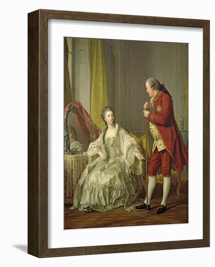 Portrait of the Marquis de Marigny and His Wife, Marie-Francoise Constance Julie Filleul, 1769-Louis-Michel van Loo-Framed Giclee Print