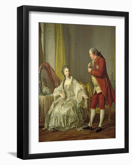 Portrait of the Marquis de Marigny and His Wife, Marie-Francoise Constance Julie Filleul, 1769-Louis-Michel van Loo-Framed Giclee Print