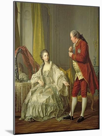 Portrait of the Marquis de Marigny and His Wife, Marie-Francoise Constance Julie Filleul, 1769-Louis-Michel van Loo-Mounted Giclee Print