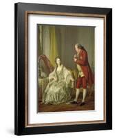 Portrait of the Marquis de Marigny and His Wife, Marie-Francoise Constance Julie Filleul, 1769-Louis-Michel van Loo-Framed Giclee Print