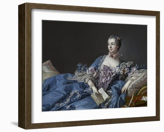 Portrait of the Marquise De Pompadour (1721-176), Ca 1758-François Boucher-Framed Giclee Print